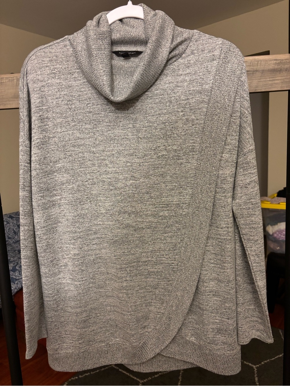 Banana Republic Light Gray Cowl Drape Sweater - small